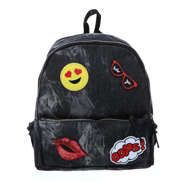 Модные женские туфли рюкзак высокое качество смайлики молодежи холст для