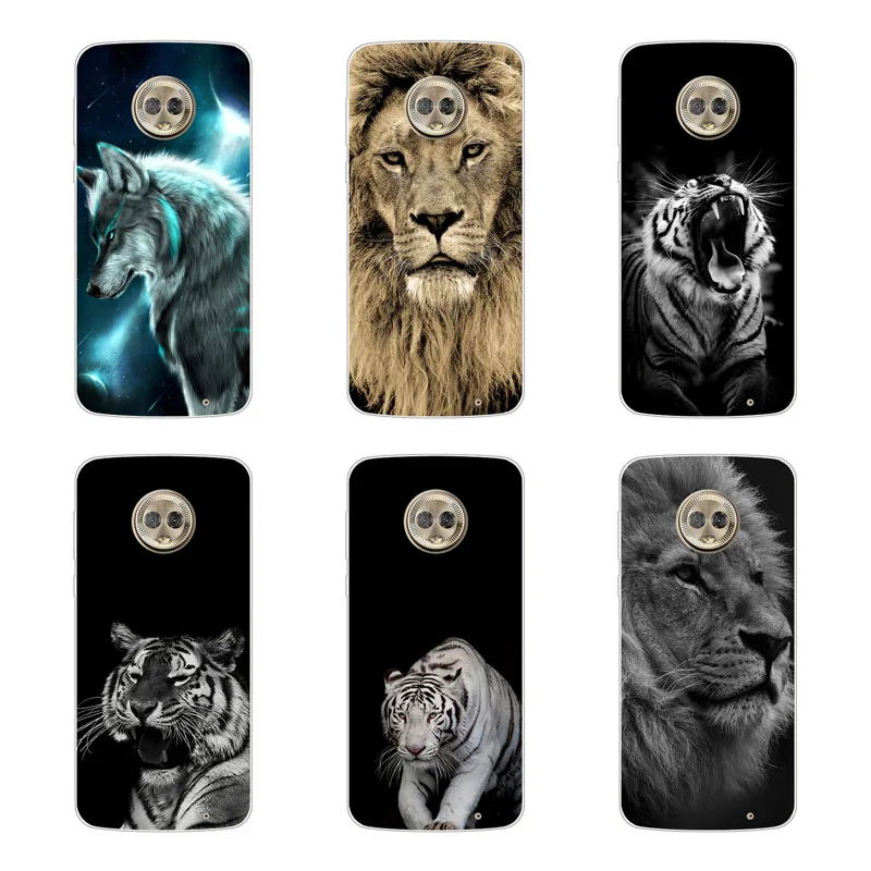 for Motorola Moto G6 plus Case Silicon Tigers and lions Painting Soft TPU Back Cover Protect Phone cases shell |
