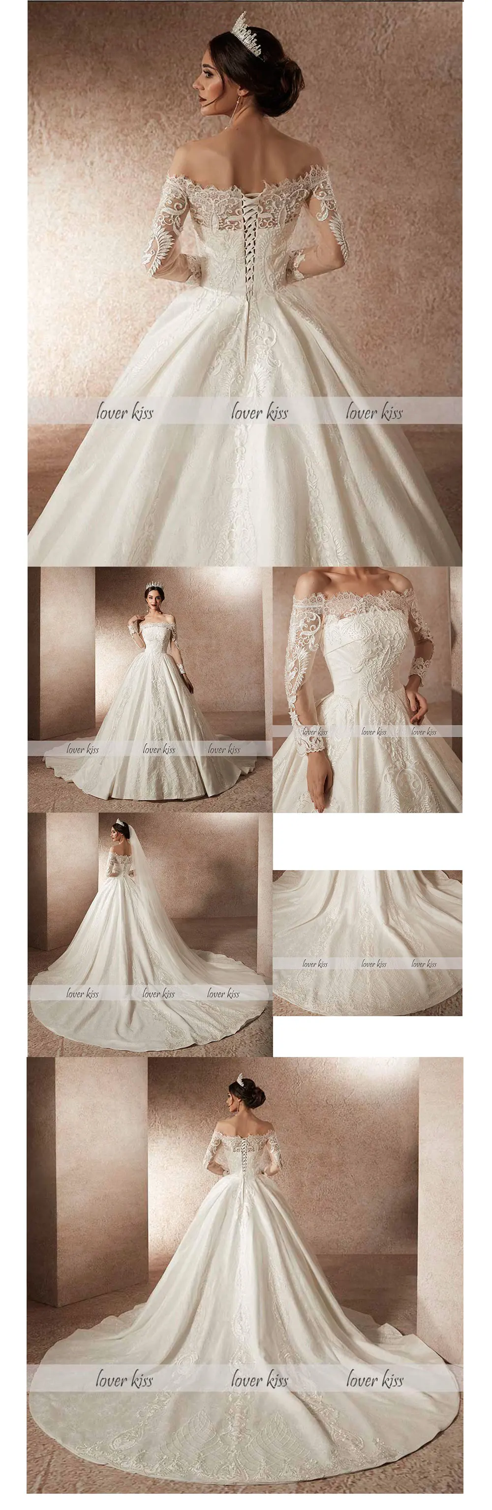 Lover Kiss Vestido De Noiva винтажное кружевное свадебное платье с длинными рукавами с открытыми плечами блестящие свадебные платья европейские свадьбы