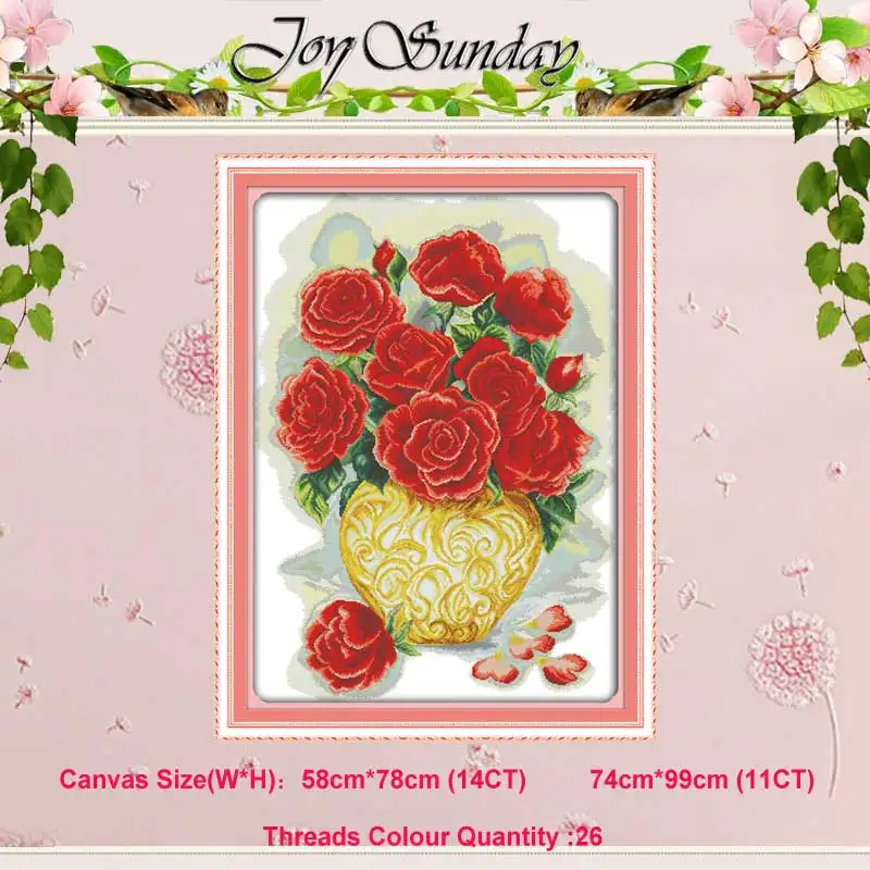Beautiful roses (2) Роза Орхидея Лилия тюльпан ваза для цветов с маками 11CT 14CT Набор для вышивания крестиком DIY DMC Набор для вышивания крестиком рукоделие домашний декор - Цвет: Beautiful roses (2)