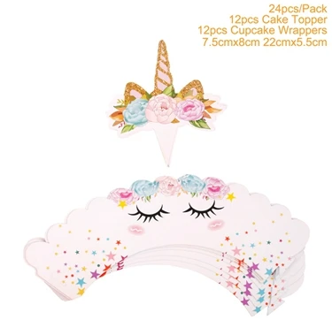 6pc Cupcake Wrappers Набор воздушных шаров в виде единорога, 25 шт., товары для дня рождения, балоны, шары с днем рождения, Детские декорации вечеринок - Цвет: 6pc Cupcake Wrappers