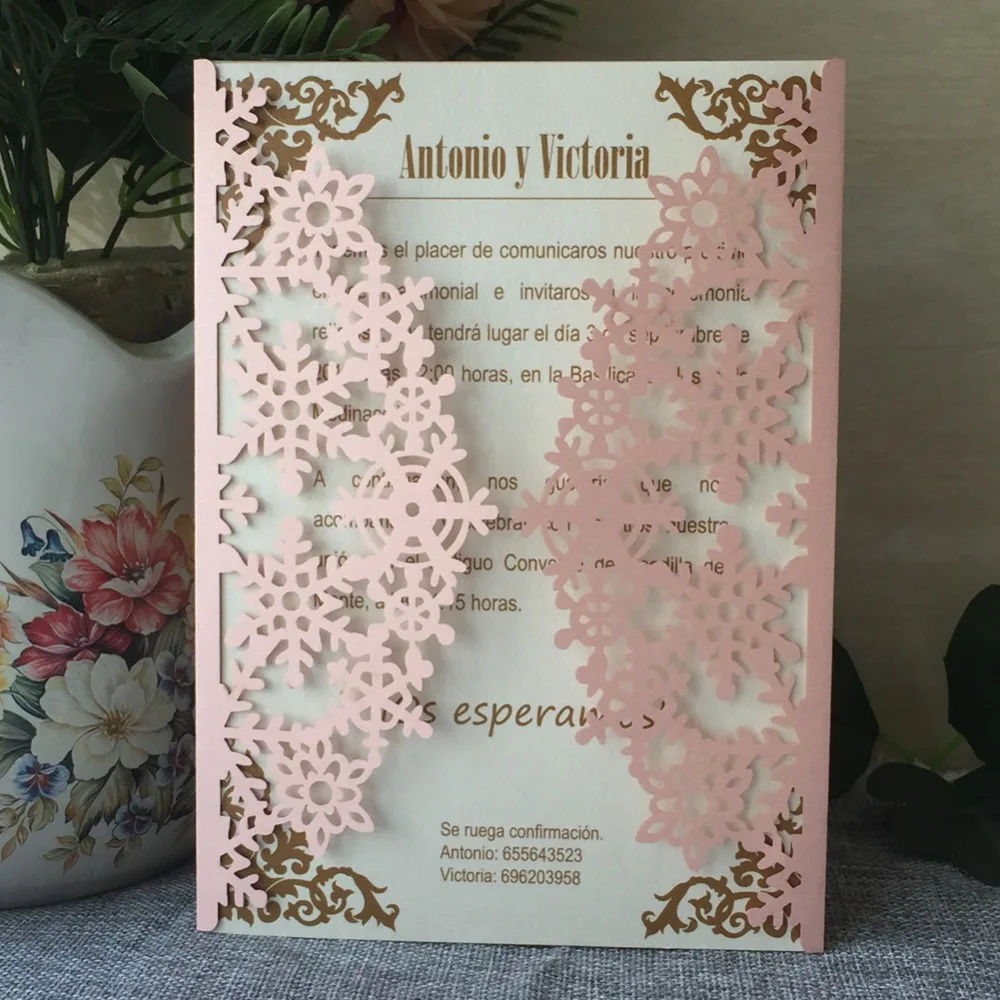 30pcs/lot Hollow Snowflake Pearl Card Wedding Engagement Invitations Birthday Party Greeting Blessing Valentine Day Christmas | Дом и сад