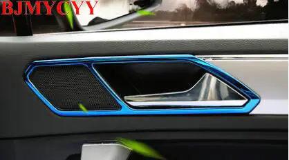 

BJMYCYY 4PCS/SET Car interior door handle of stainless steel decorative box For Volkswagen Tiguan 2017 Tiguan L