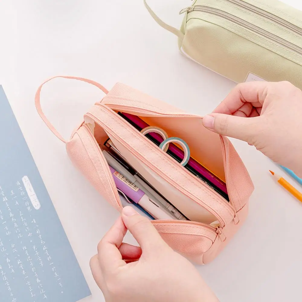 Casual Japanese pencil case Student stationery bag creative large capacity student men and women new school supplies | Канцтовары для
