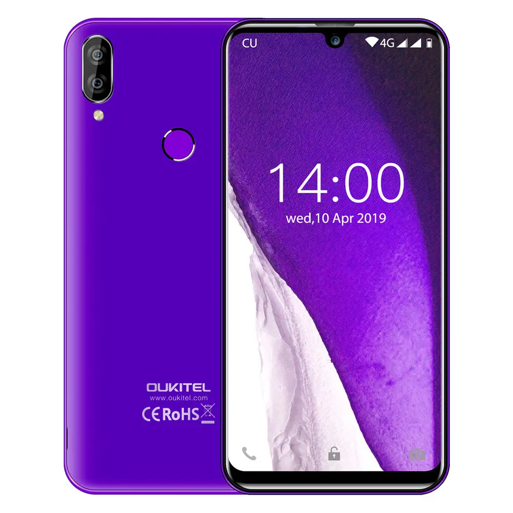 Purple Смартфон OUKITEL C16 Pro, 3 ГБ, 32 ГБ, четырехъядерный процессор MTK6761P, 5,71 дюймов, экран в виде капли воды, 19:9, отпечаток пальца, LTE, 2600 мАч, мобильный телефон для распознавания лица - Цвет: Purple