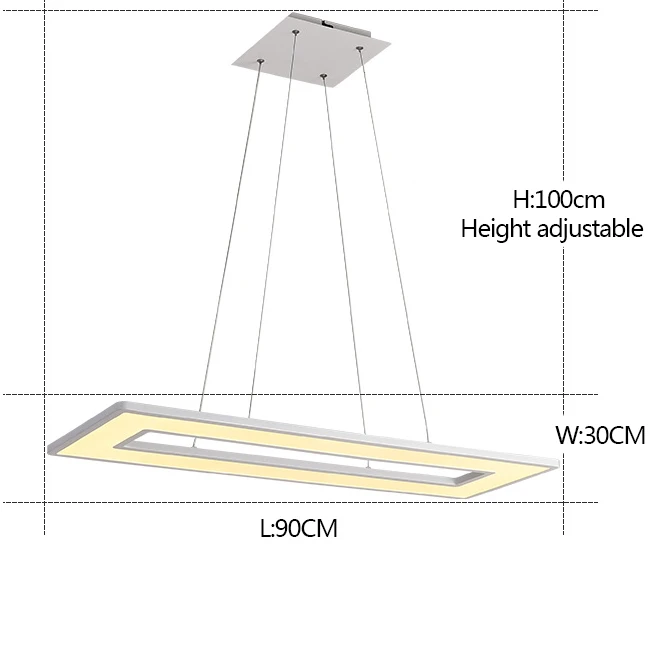 White L90xW30CM Новая офисная Подвесная лампа для ресторана, квадратная светодиодная Подвесная лампа, освещение конференц-зала, Современная студийная Подвесная лампа - Цвет корпуса: White L90xW30CM