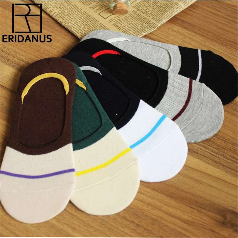 

ERIDANUS Spring Summer low cut ankle stealth design socks shallow mouth silicone slip soft cotton men sock 10pcs=5pairs/lot M585