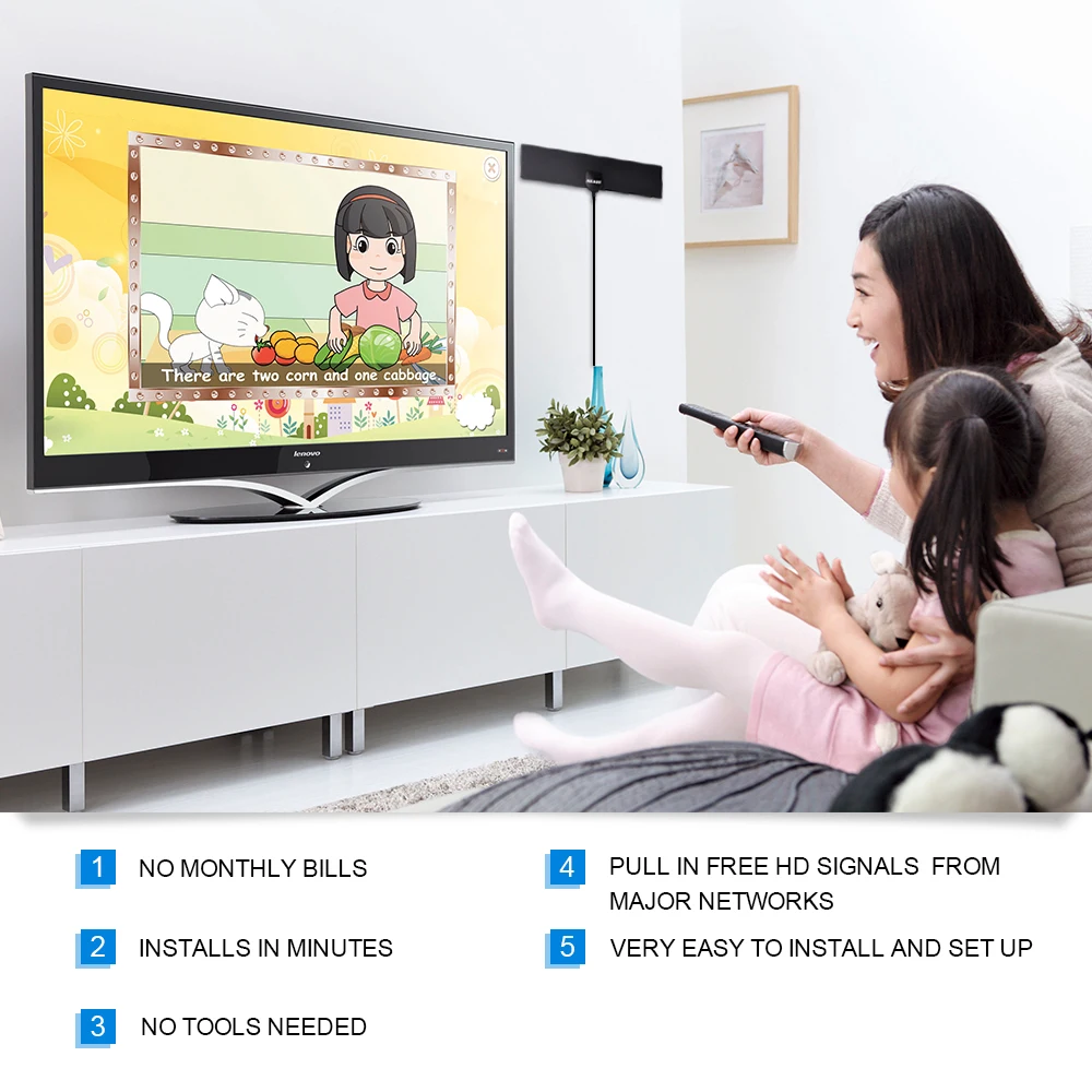 Мишер ТВ Indoor цифровая антенна с Съемная усилитель сигнала (1080 P/VHF/UHF/60 миля