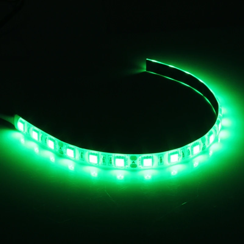 Зеленый Smuxi 60 см 18 светодиодный 5050 SMD PC чехол для компьютера водонепроницаемый гибкий ленточный светильник DC12V красный синий зеленый желтый теплый белый - Испускаемый цвет: Зеленый