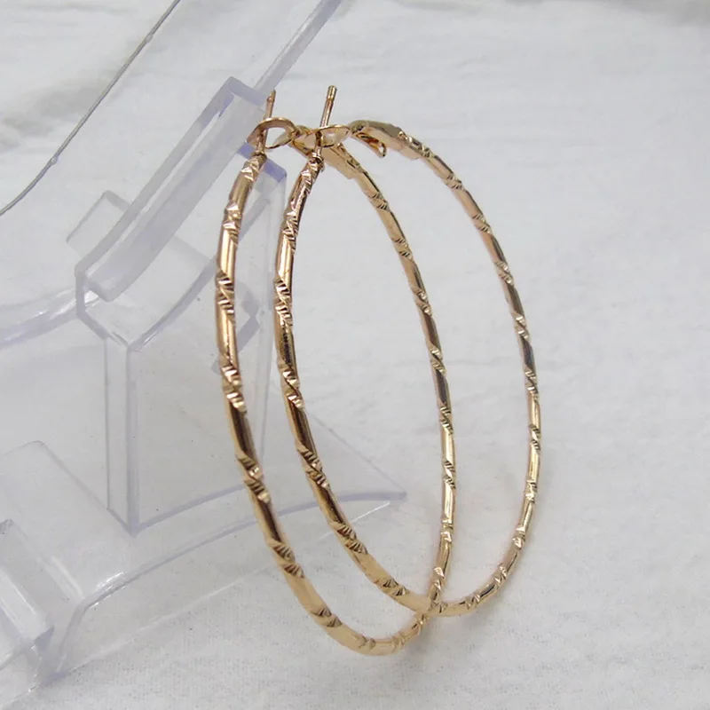 1 пара простые позолоченные большие серьги кольца женские массивные модные