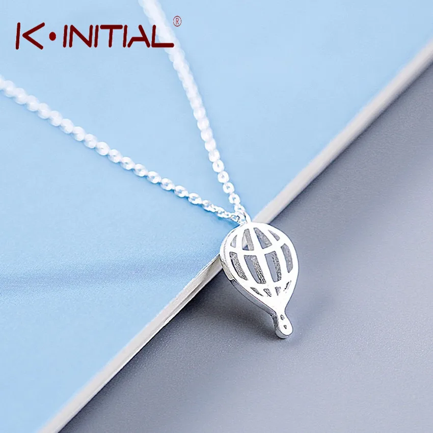 Kinitial 925 Sterling Silver Travelers Necklace Hot Air Balloon Necklaces &amp Pendants Charm Geometric Jewelry for Birthday Gifts |