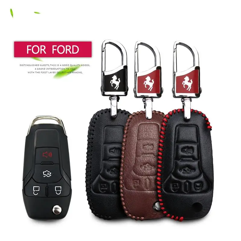 KUKAKEY чехол для автомобильного ключа из натуральной кожи Ford ka 2017 Focus Fiesta fusion F150 F 150