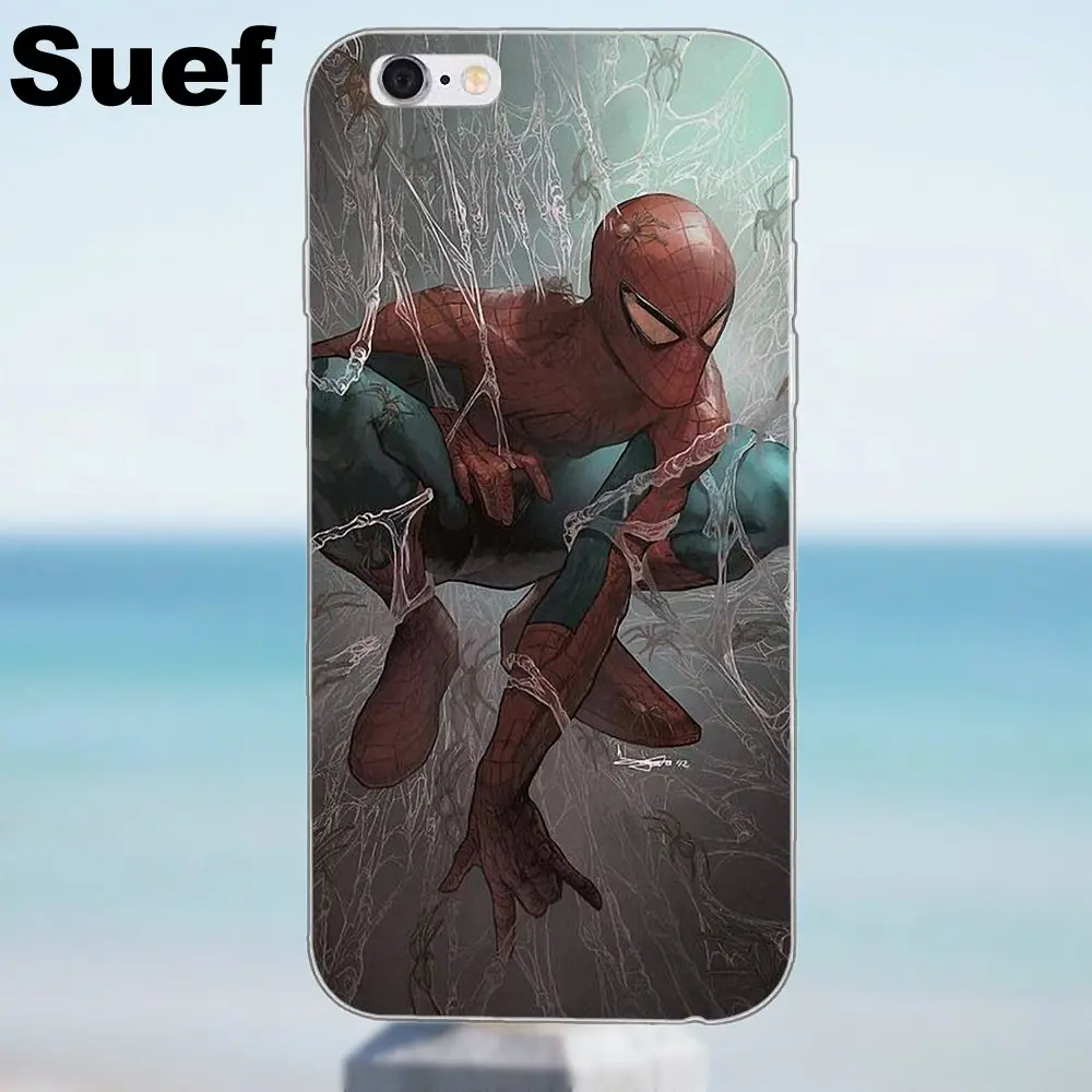 Юмористический Человек паук Дэдпул для iPhone X 4 4S 5 5S 5C SE 6 6S 7 8 Plus Samsung Galaxy A3 A5 J1 J3 J5 J7 2016