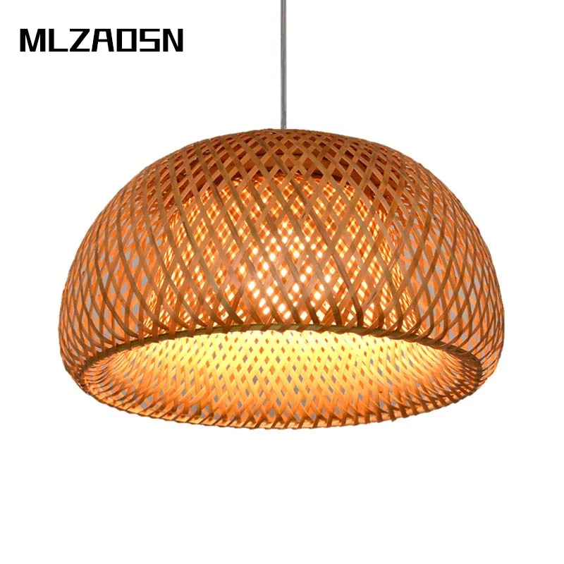 MLZAOSN Bamboo Chandelier Lamp Hawaii style Restaurant Dining Table Holder Hotel Balcony Creative Lighting Teahouse Hand Knitted | Лампы и