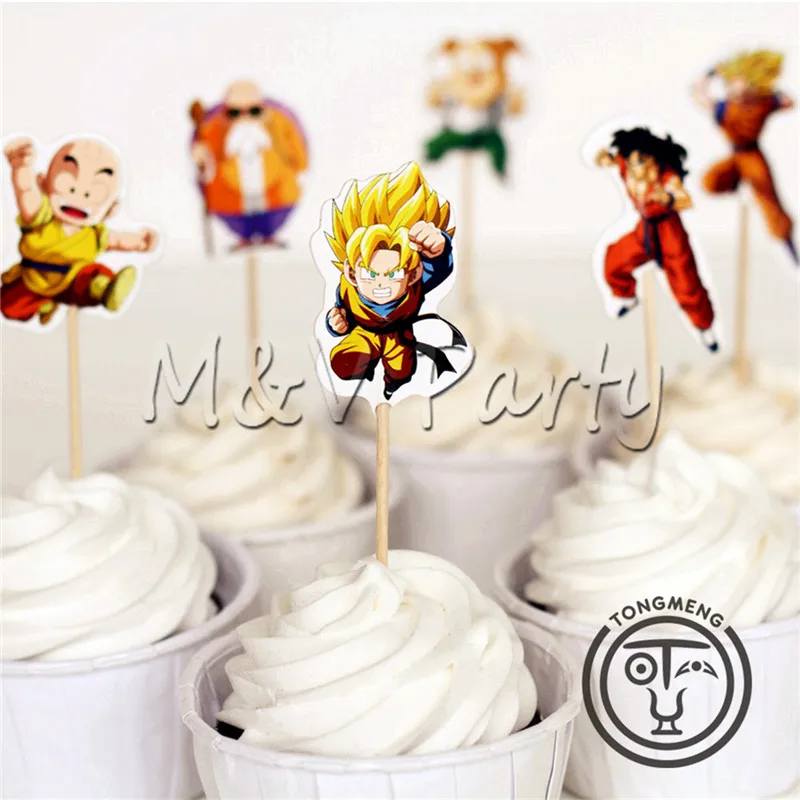 cake topper Тема Dragon Ball одноразовая посуда вечерние украшения бумажные тарелки стаканчики подгузники день рождения, детский душ Посуда украшения - Цвет: cake topper