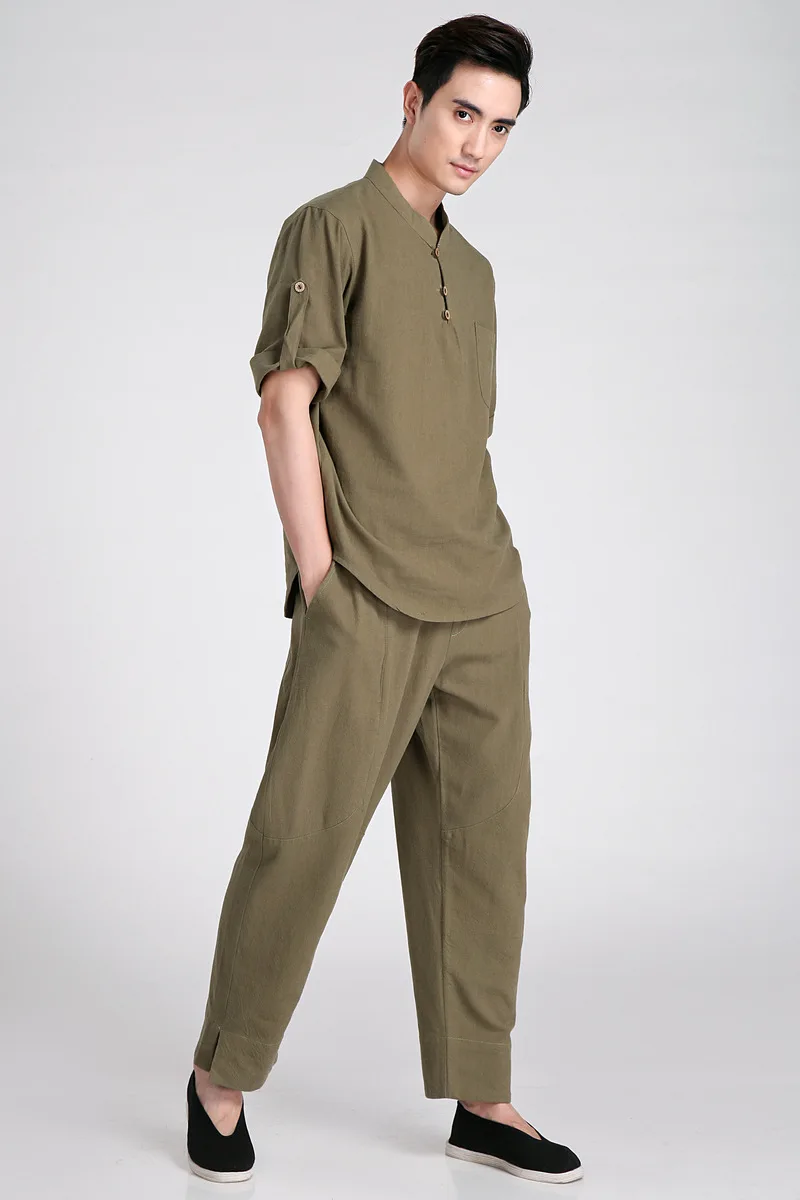 Новое поступление зеленая китайская мужская униформа кунг-фу хлопок Тай Чи Ву