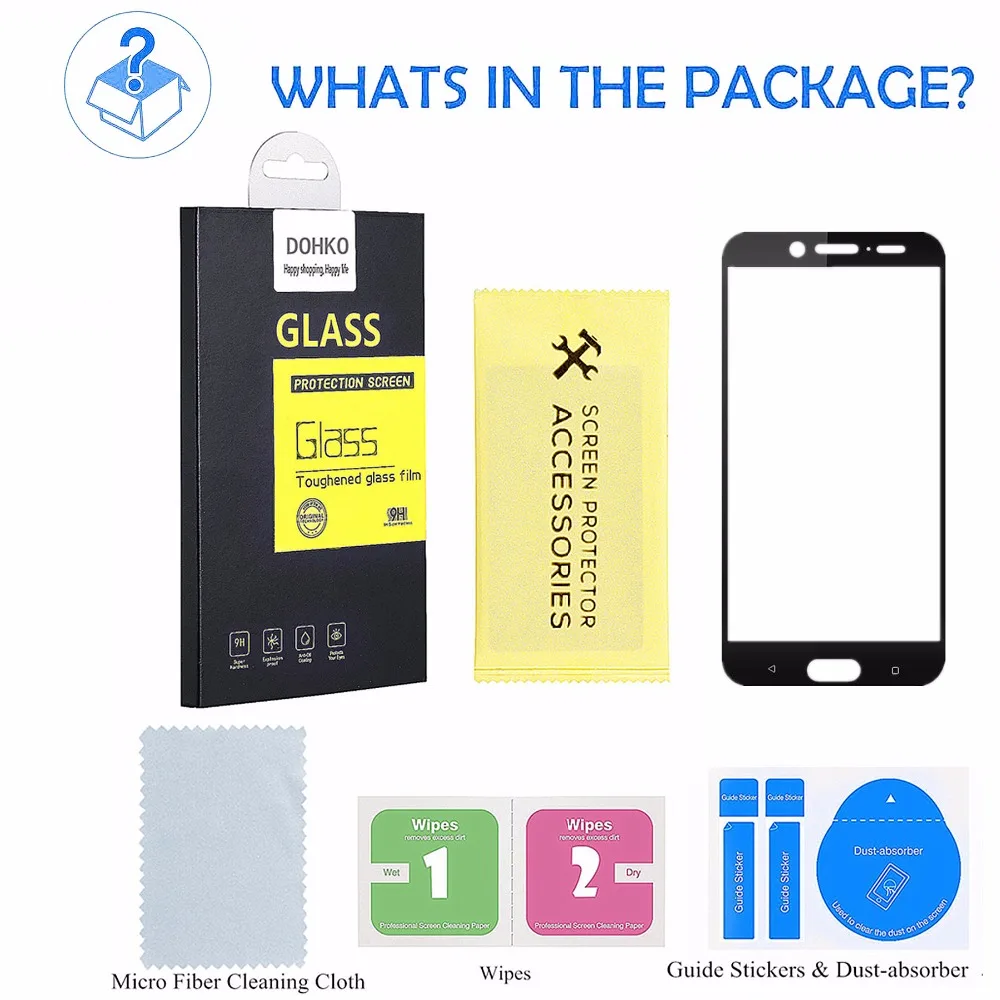 2 PACK DOHKO For HTC 10 EVO Protective Film Tempered Glass HD 2.5D Full Cover Screen Protector for 10EVO | Мобильные телефоны и