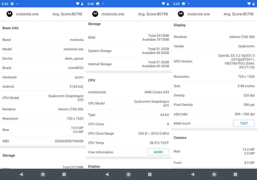 Мобильный телефон MOTO P30 Play с глобальной прошивкой, 4 Гб ОЗУ, 64 Гб ПЗУ, 5,88 дюймов, 13 МП+ 2 МП, 3000 мА/ч, Смартфон Snapdragon 625 с функцией распознавания отпечатков пальцев