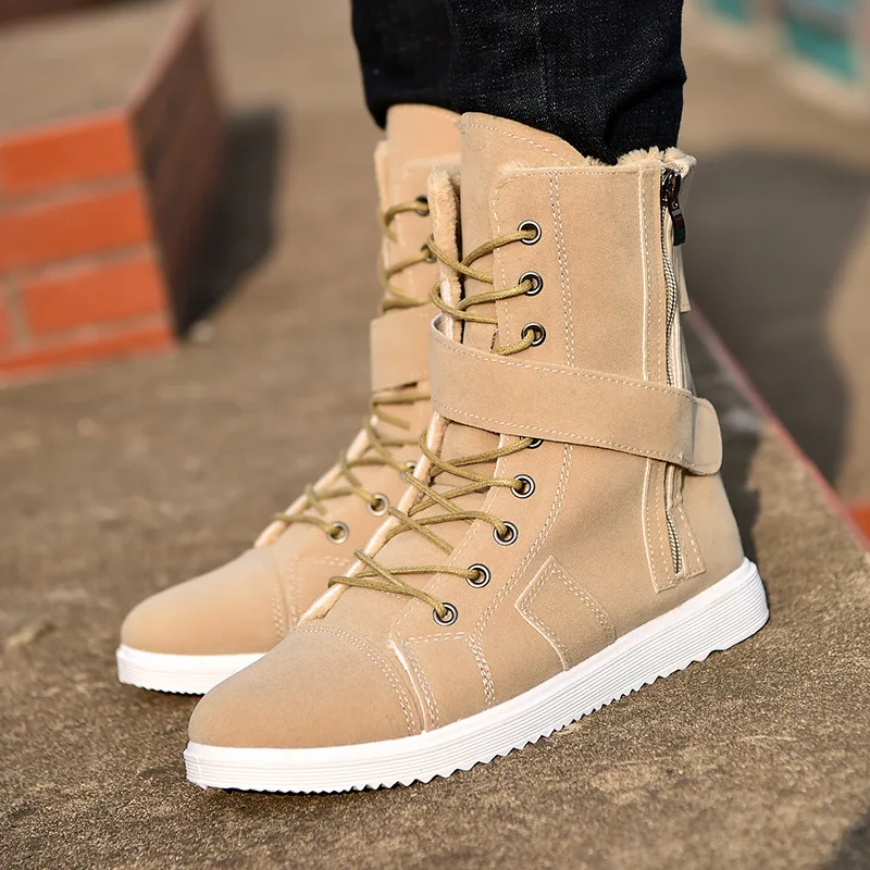 Зимние мужские ботинки из плотного бархата дезерты популярные на молнии со