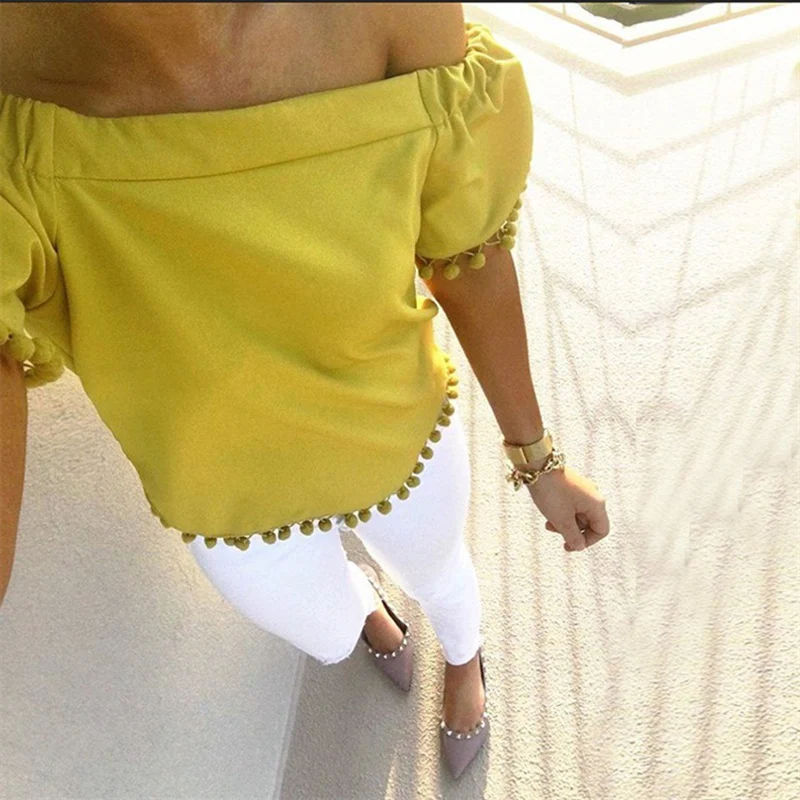 Women Shirt Fashion Slash Neck Short Sleeve Ladies Tops Casual Solid Summer Tees ADR193 |