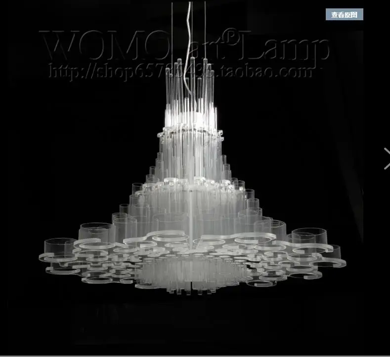 구매 L 서양식 레스토랑 의류 매장 커피 바 조명 투명 아크릴 램프, 모던한 미니멀리스트 크리에이티브 패션 샹들리에