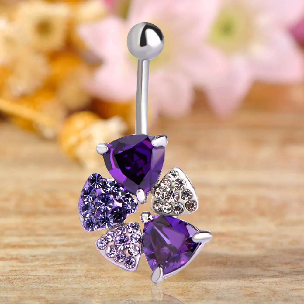 Модные пикантные кольца для пупка с цветком и стержень расты вилка украшение