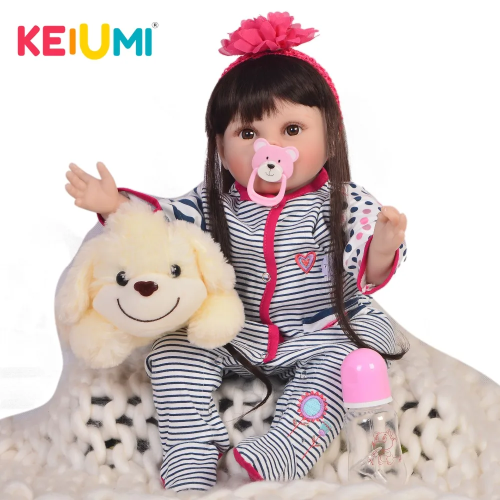 KEIUMI Lifelike 55 cm Reborn Dolls Soft Silicone Stuffed Body Fashion Baby Doll Toys For Kids Christmas Gifts Playmate | Игрушки и хобби