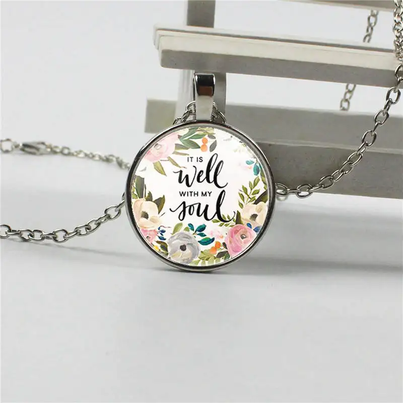 3 / Color 2018 New Wisdom Bible verse is fine with my soul lettering necklace faith of the appointment inspired women men Chri | Украшения