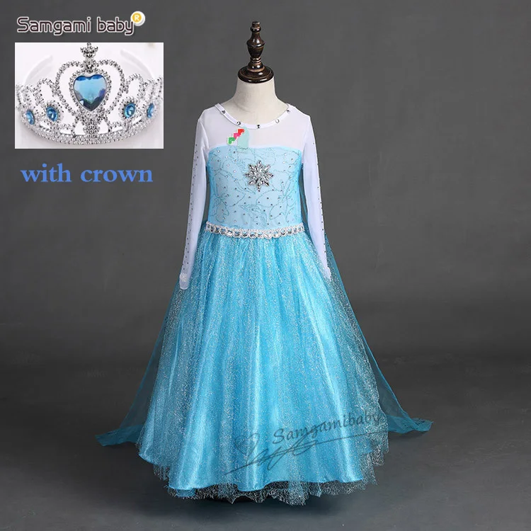 Summer Girl Princess Elsa Dress with crown Children Halloween Snow Queen Cosplay Costume Baby Toddler Kids girls party Clothes | Детская