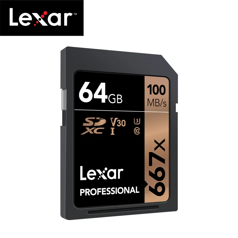 Оригинальный Lexar 667x до 100 МБ/с. флэш-карта памяти SD 64 Гб 128 V30 UHS-I U3 высокоскоростная