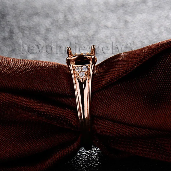 New Design Oval 5x7mm 18Kt Rose Gold Diamond Ring Wedding Settings WU262 | Rings