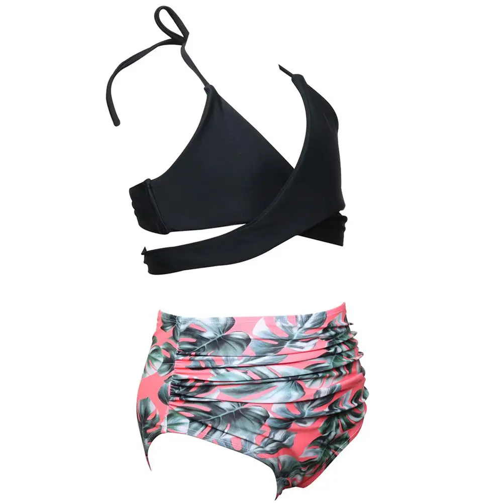 KIDLOVE Parent-child Swimwear Sling Bra High-waisted Shorts Bikini Set Bathing Suit Beach Wear Mother and Girls Swimming Clothes | Мать и