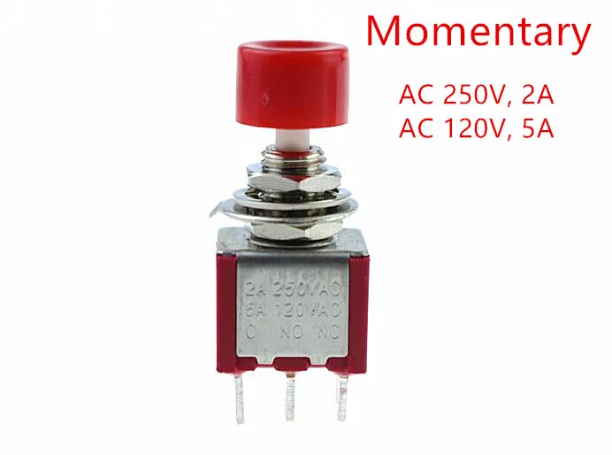 AC 2A/250V 5A/120V 6 Pin DPDT моментальный кнопочный переключатель мм 15/64 &quot2 NO 2