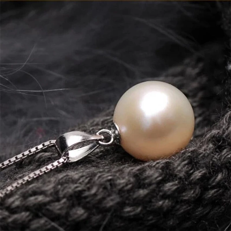Fresh Water Pearl Necklace 925 Sterling Silver Chain Jewelry Shell Pearl WNW145