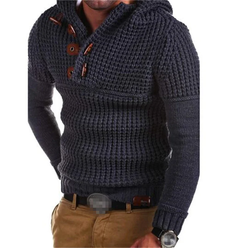 Sweater men autumn winter warm knitted chompas para hombre casual slim hooded pullover mens sweater coat plus size pull homme | Мужская