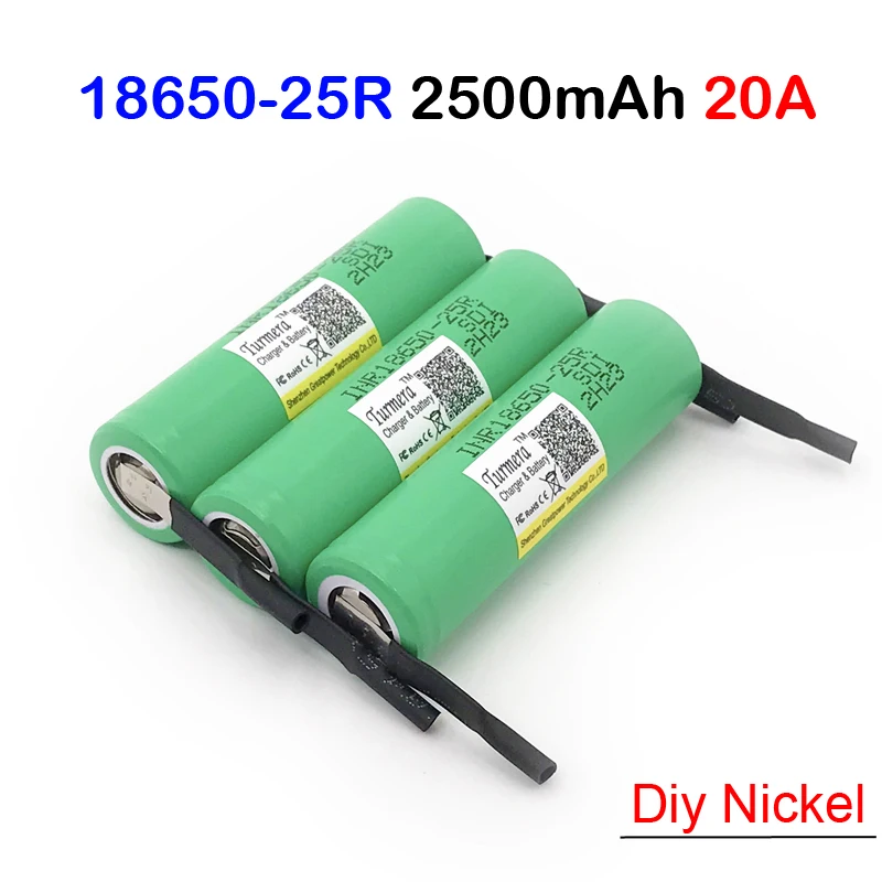 Inr18650 25r 100% новый бренд 18650 2500 мАч перезаряжаемая батарея 3 6 В INR18650 25R M 20A разряд + DIY