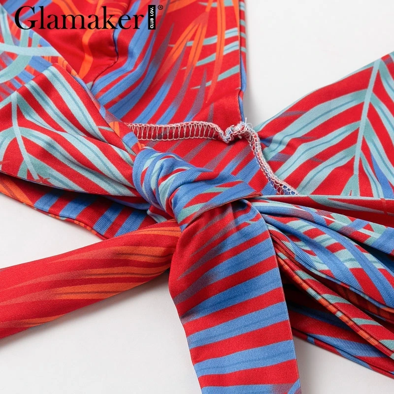 Женский Длинный комбинезон Glamaker пикантный с лямкой на шее размера плюс летний