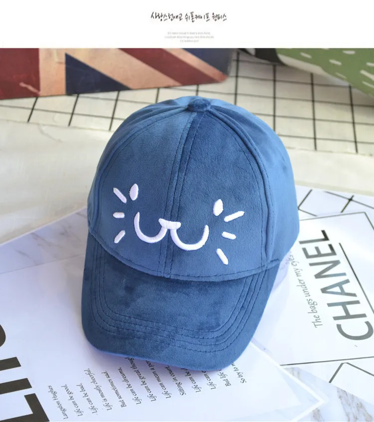 CAT Blue Новинка; замшевые бейсбольные кепки с вышитыми буквами; Детские повседневные бейсболки; Кепка для мальчиков и девочек; регулируемая хлопковая кепка для папы - Цвет: CAT Blue