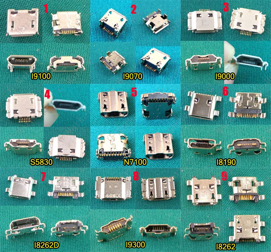 Разъем micro usb 9 модели 18X разъем для зарядки с 7 контактами samsung I8262D I8190 I9100 S5830 I9300 I9000