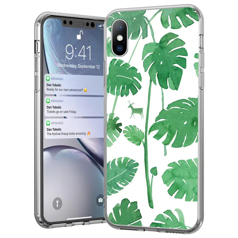 6100 Ottwn летний рисунок банановых листьев чехол для телефона для iPhone 11X7 8, 6, 6 S, Plus, XS XR XS Макс 5 5S SE Ретро листья чехол-накладка на заднюю панель из силикона и мягкого ТПУ с крышкой - Цвет: 6100