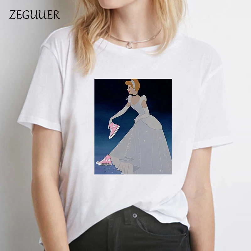 Kawaii Золушка Принцесса Корейская уличная мода хлопковая Футболка женская одежда летняя женская футболка с коротким рукавом Harajuku