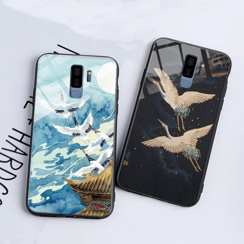 Phone Case For Samsung Galaxy A40 A50 A60 A70 A6S A8S S7 S8 S9 S10 S6edge Plus Lite Note 8 9 Tempered Glass Japanese Arts Cover |
