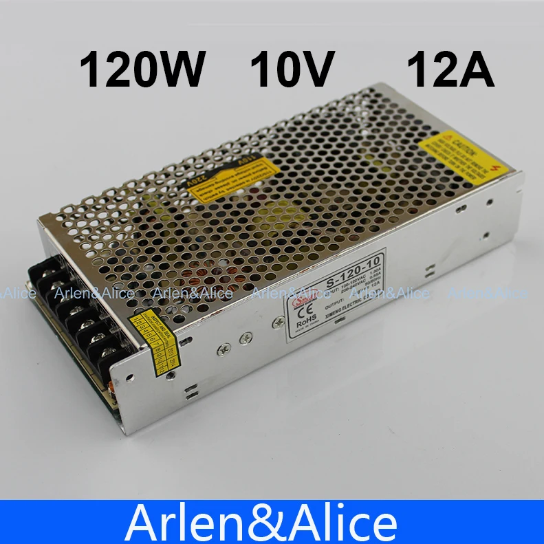 

120 Вт 10В 12А одиночный выход импульсный источник питания для светодиодной полосы света переменного тока в постоянный ток