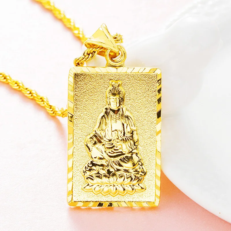 XJ9549-A 24 K Золотая подвеска Будда tag Maitreya Латунное покрытие настоящие 24 K золотые ожерелья для мужчин и женщин кулон Мать подарки без цепочки - Окраска металла: XJ9549-A