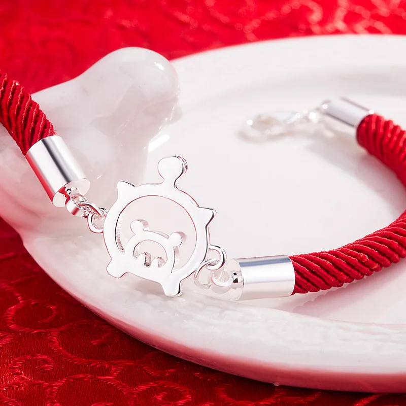 Модные ювелирные изделия аксессуары Зодиак Свинка красная веревка браслет для