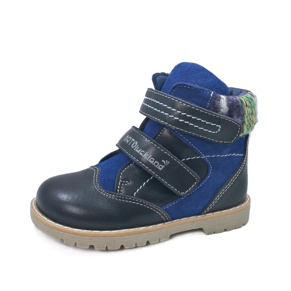 Blue and Black Детские Модные Ботинки martin с поддержкой лодыжки; ортопедическая водонепроницаемая обувь; кроссовки; школьная одежда - Цвет: Blue and Black