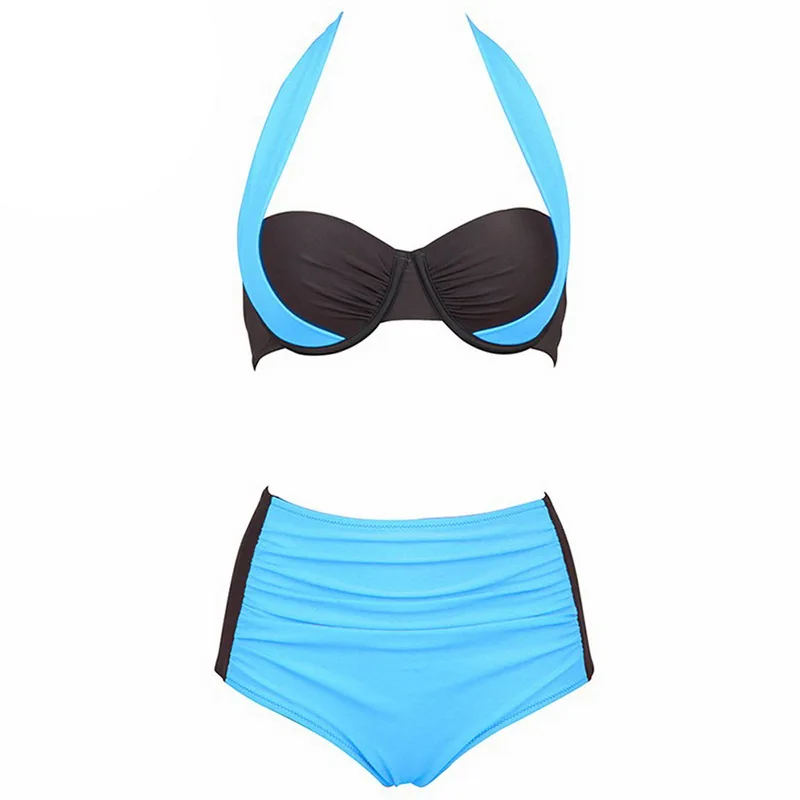 sky blue CALOFE бикини, купальный костюм с высокой талией, купальные костюмы, купальник с пуш-ап, набор бикини, сексуальные бикини, женская одежда для плавания, комплект бикини, пляжный костюм - Цвет: sky blue