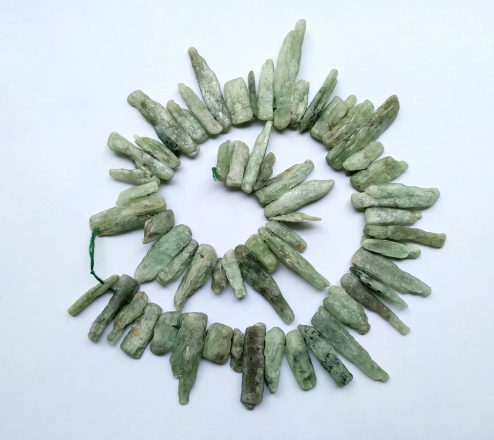 Натуральный зеленый кианит кунцит драгоценный камень длинная микросхема бусина