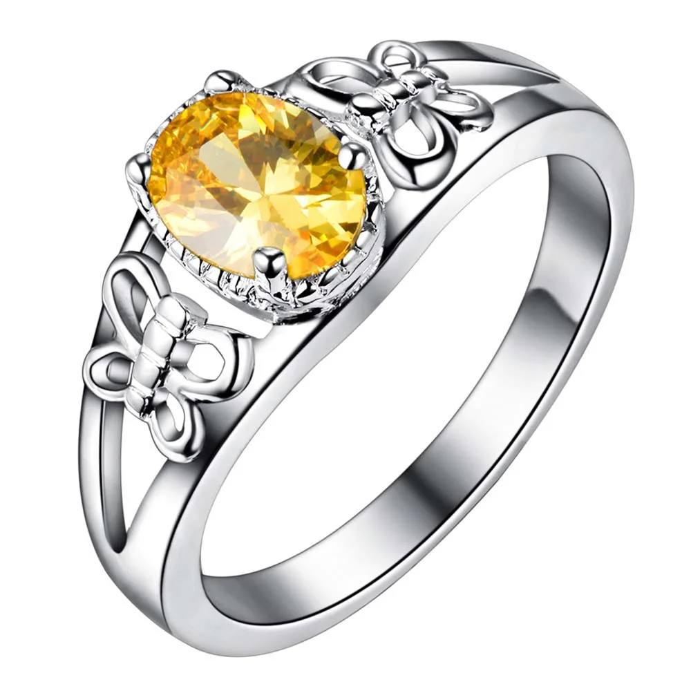 Оранжевое циркониевое посеребренное кольцо модное Ювелирное для женщин и мужчин