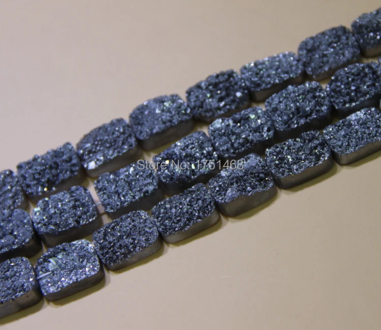Drusy Druzy Гальваническая плита черный титановый квадрат бриллиант вырезанная